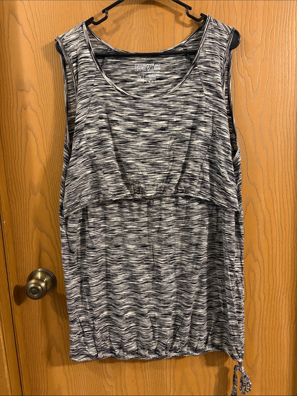 Latched Mama Women’s Black & Gray Lift Access Drawstring Nursing Tank 3X